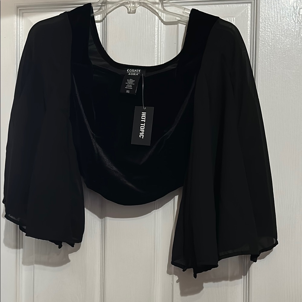 Hot Topic Black Sheer Sleeve Top